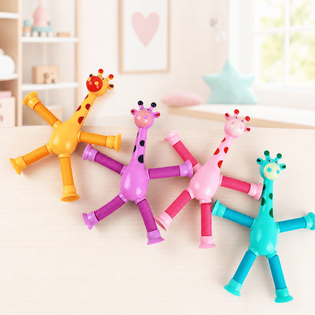 Leuchtende Pop-Tube-Giraffe für sensorisches Spielen