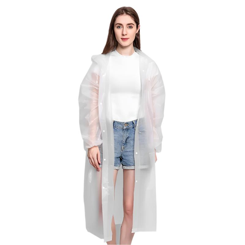 Unisex wasserdichter langer Regenmantel mit Kapuze