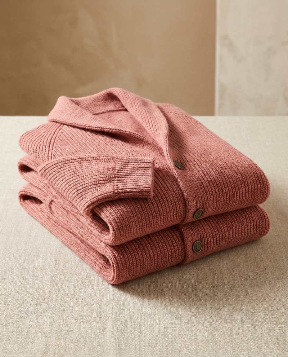 Herren-Strickjacke mit Schalkragen und Knopfleiste