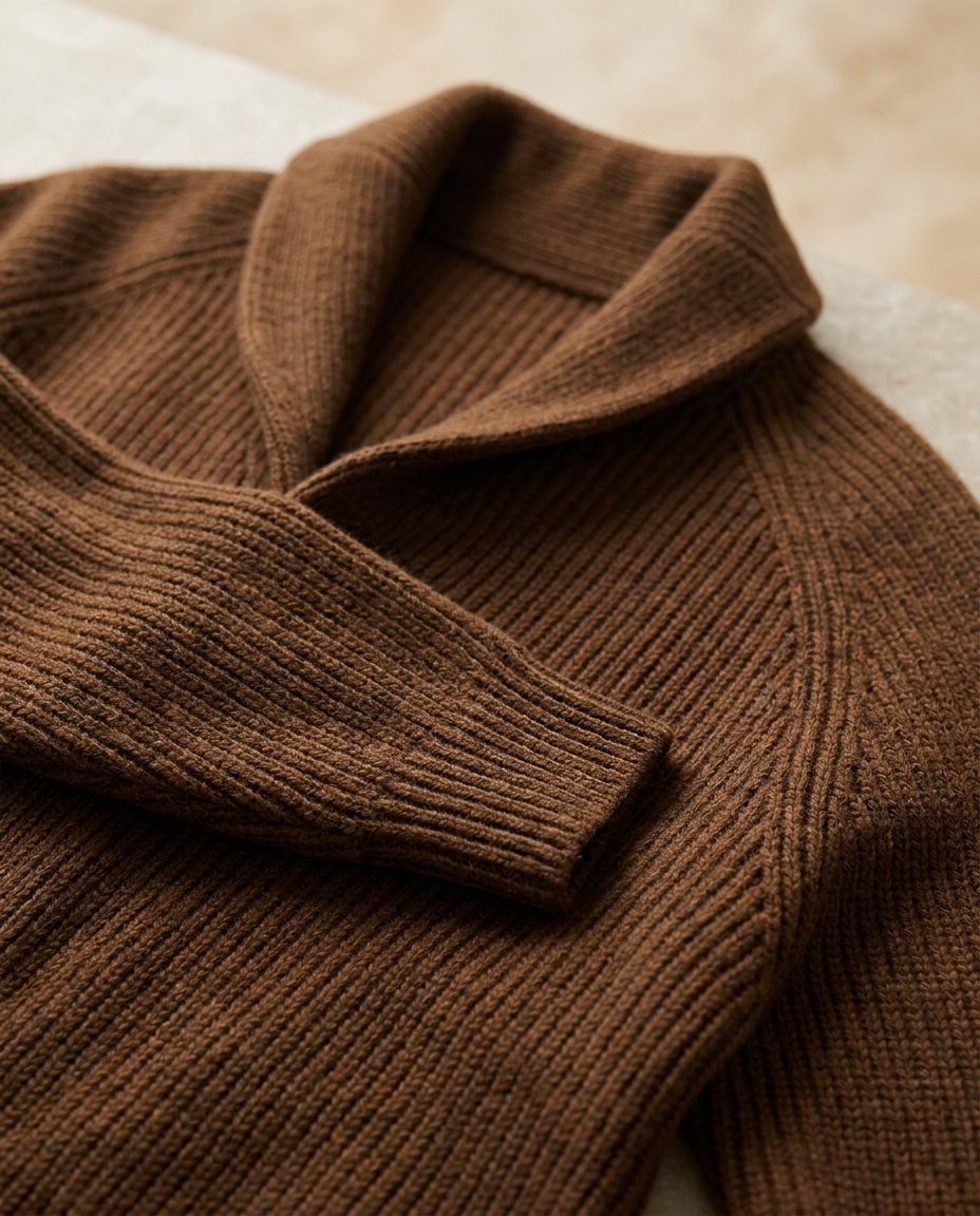 Herren-Strickjacke mit Schalkragen und Knopfleiste