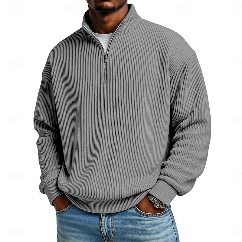 Harlan Gerippter Pullover mit Reißverschluss