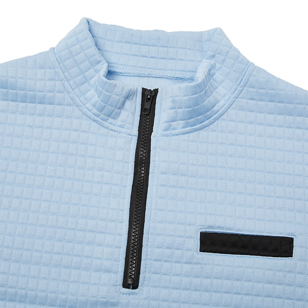 Klassisches Waffle-Poloshirt mit Viertel-Reißverschluss
