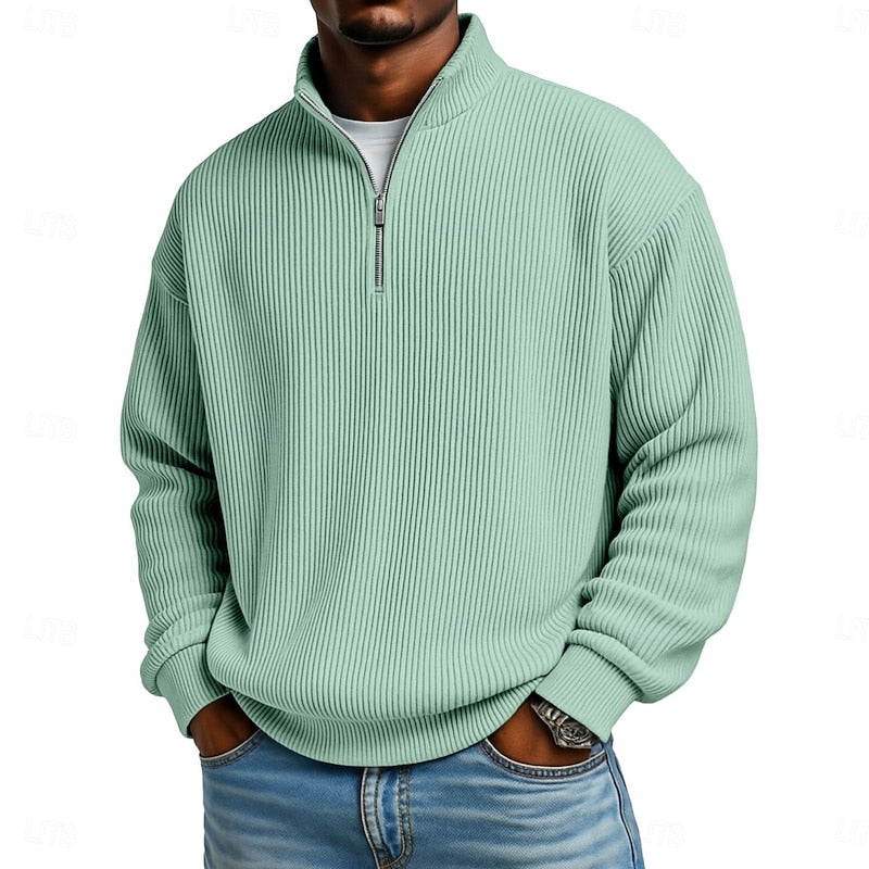 Harlan Gerippter Pullover mit Reißverschluss