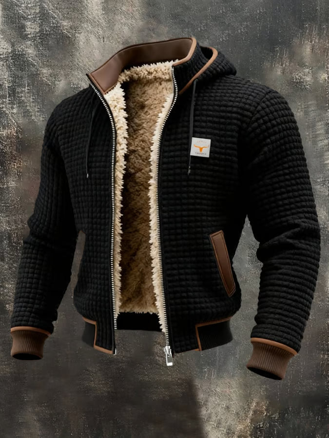 Retrojacke mit Kapuze und Reißverschluss