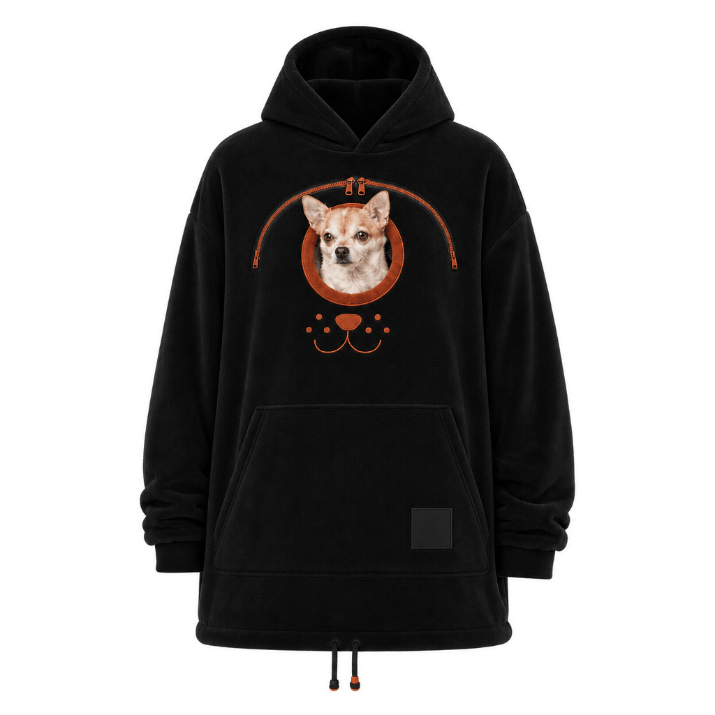 Oversized Sherpa Hoodie mit Haustier-Tragetasche
