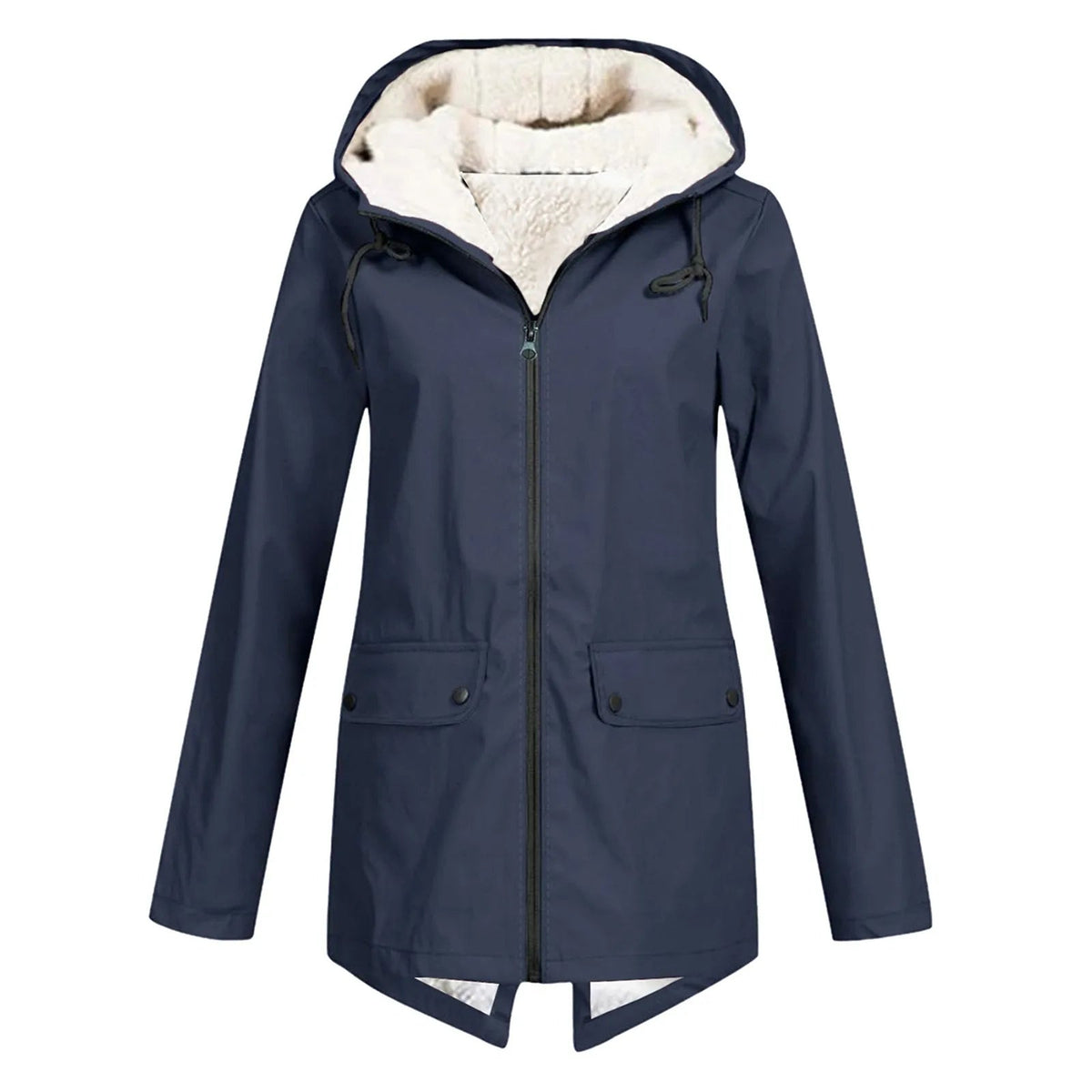 Wasserabweisende Damenjacke mit Kapuze und Sherpafutter