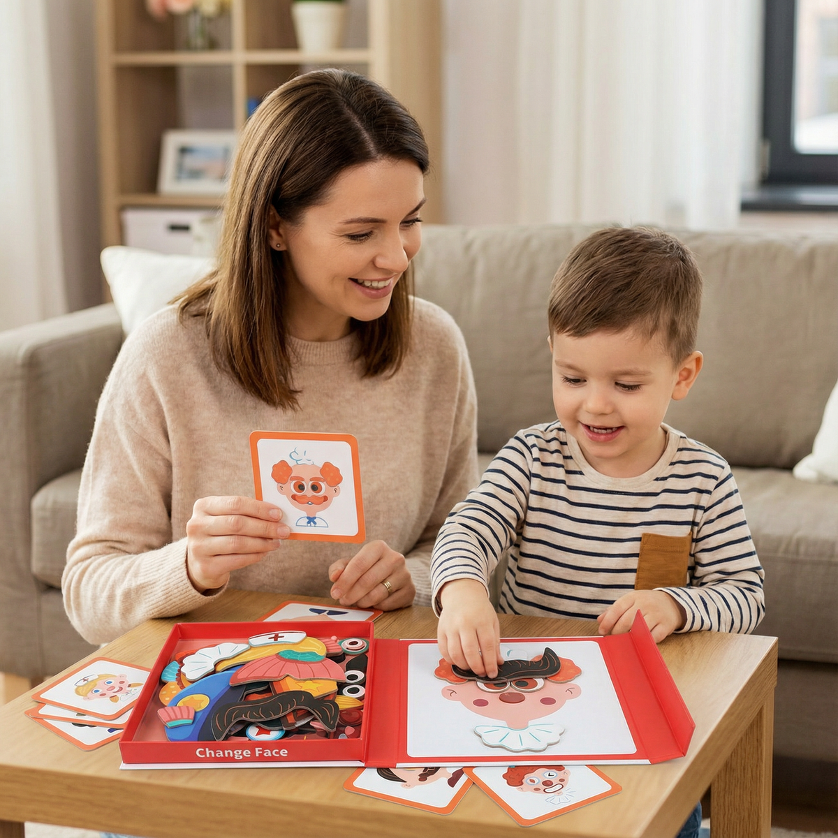 Lernpuzzle zum Erkennen von Gesichtsausdrücken für Kinder