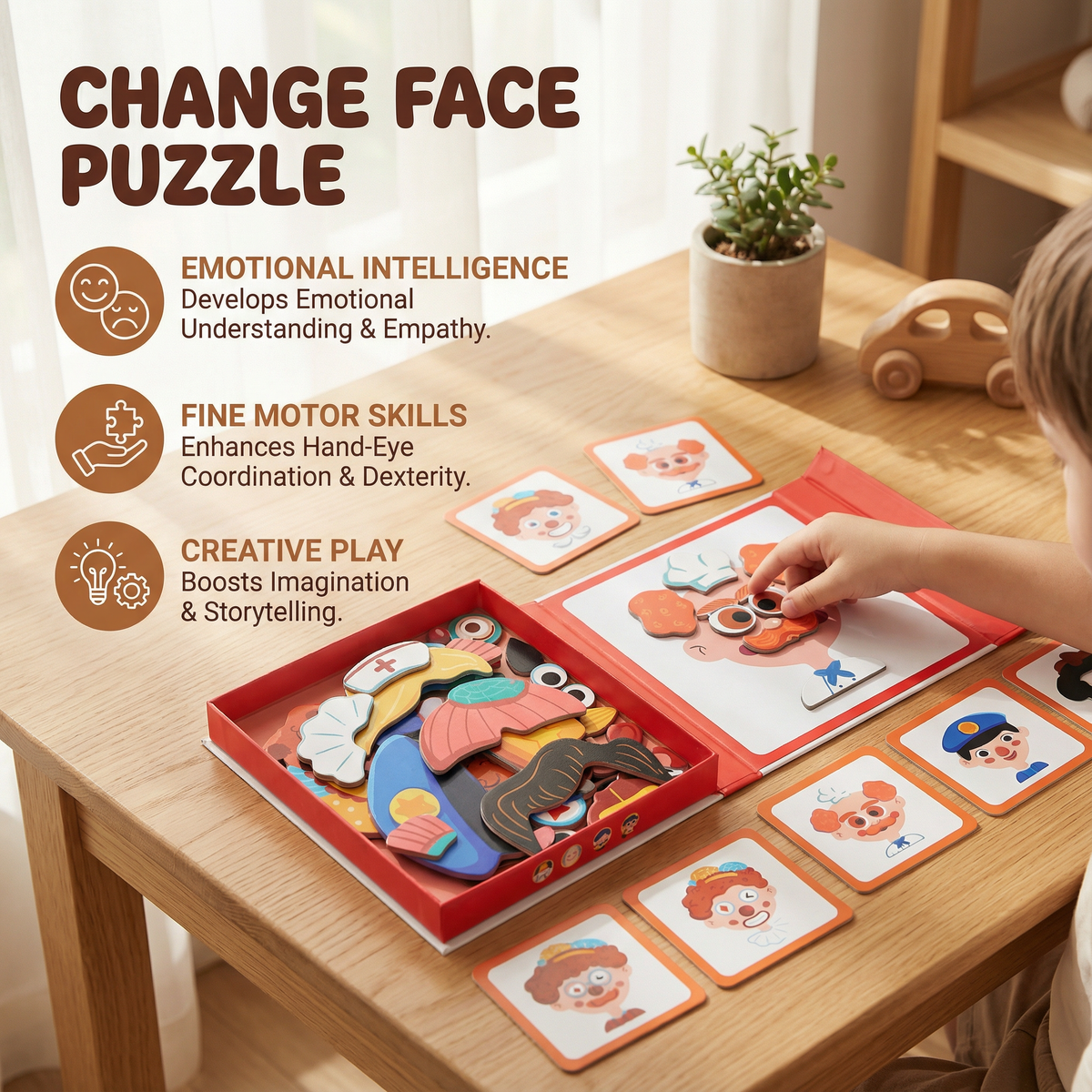 Lernpuzzle zum Erkennen von Gesichtsausdrücken für Kinder