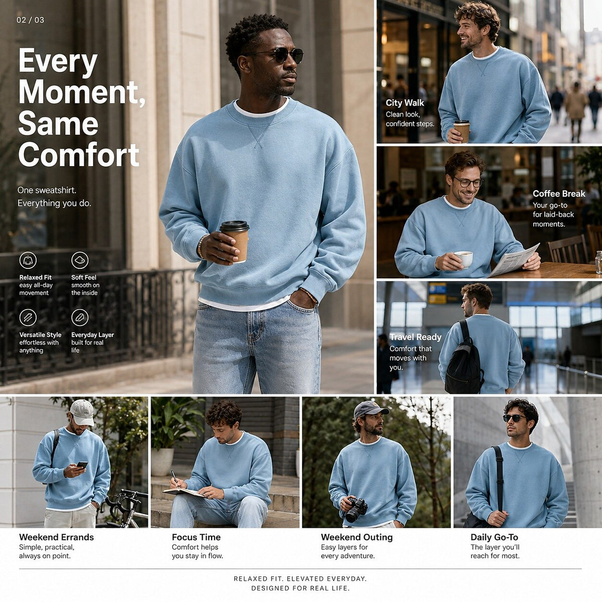 Relaxed Crew Neck Baumwolle Sweatshirt