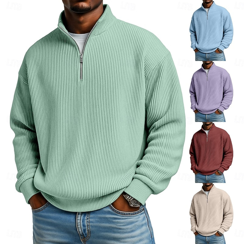 Harlan Gerippter Pullover mit Reißverschluss