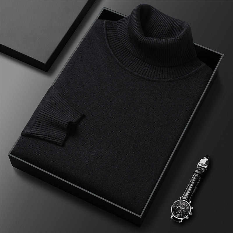 Herren Rollkragenpullover aus Kaschmir-Mischung mit feinem Rippfinish