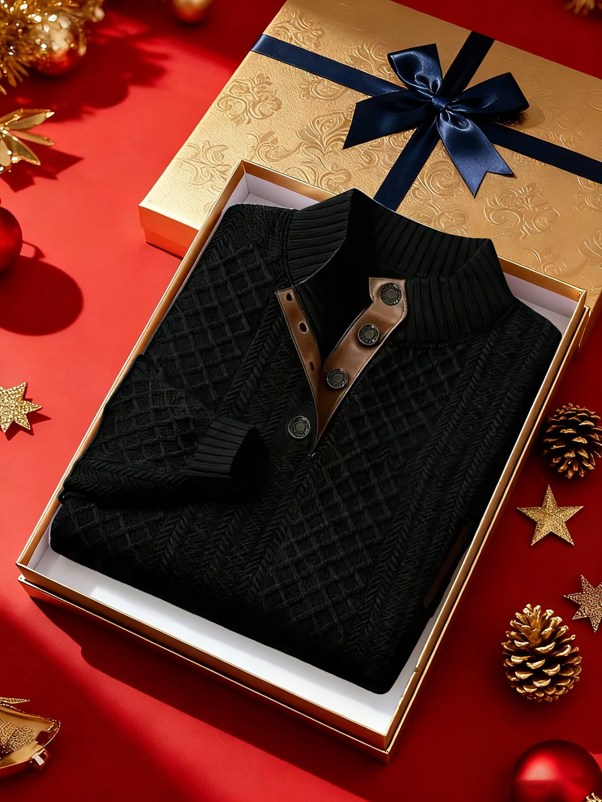 Strukturierter Pullover mit Stehkragen