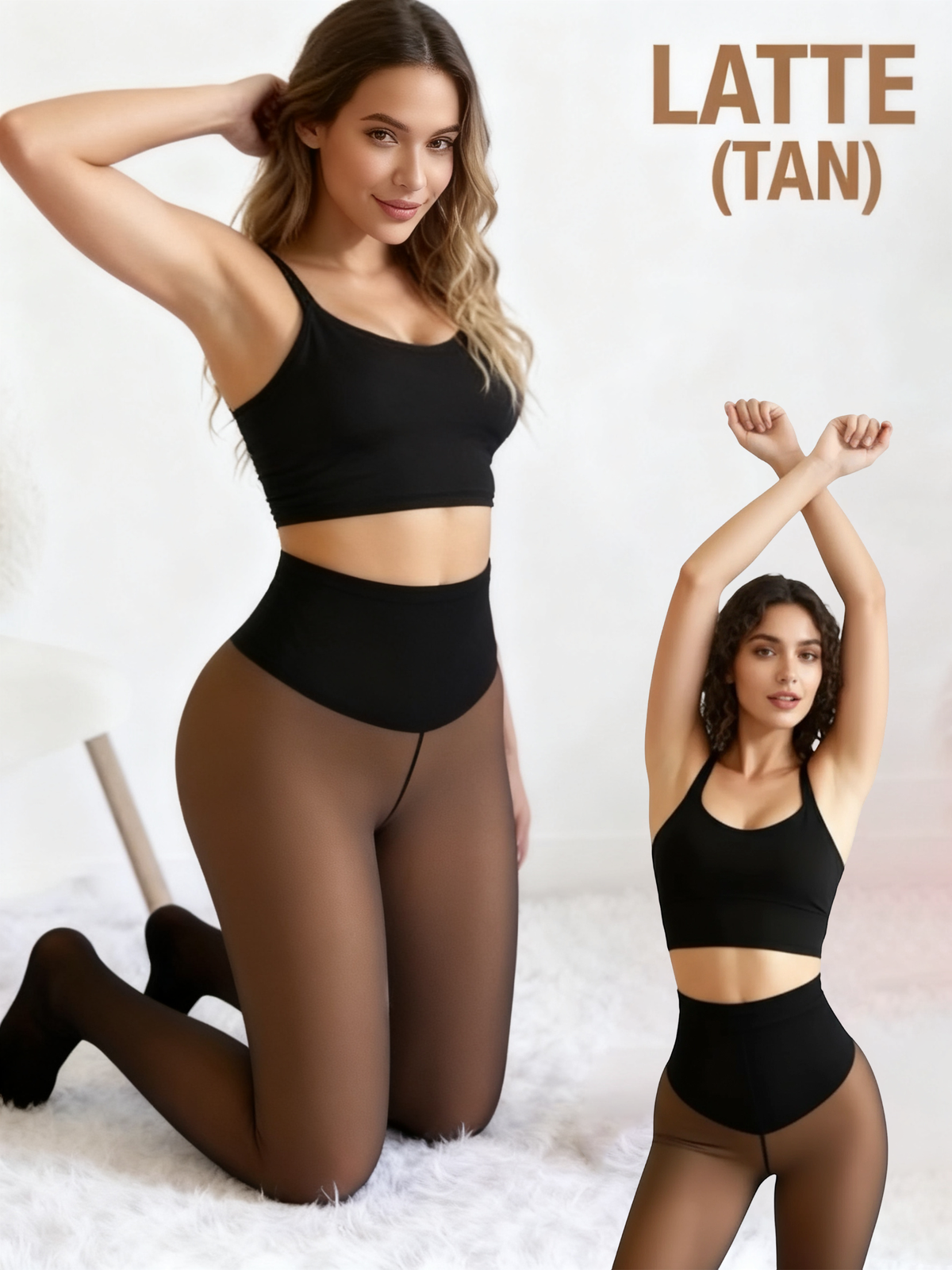 Nahtlose fleeceefütterte Leggings mit hoher Taille