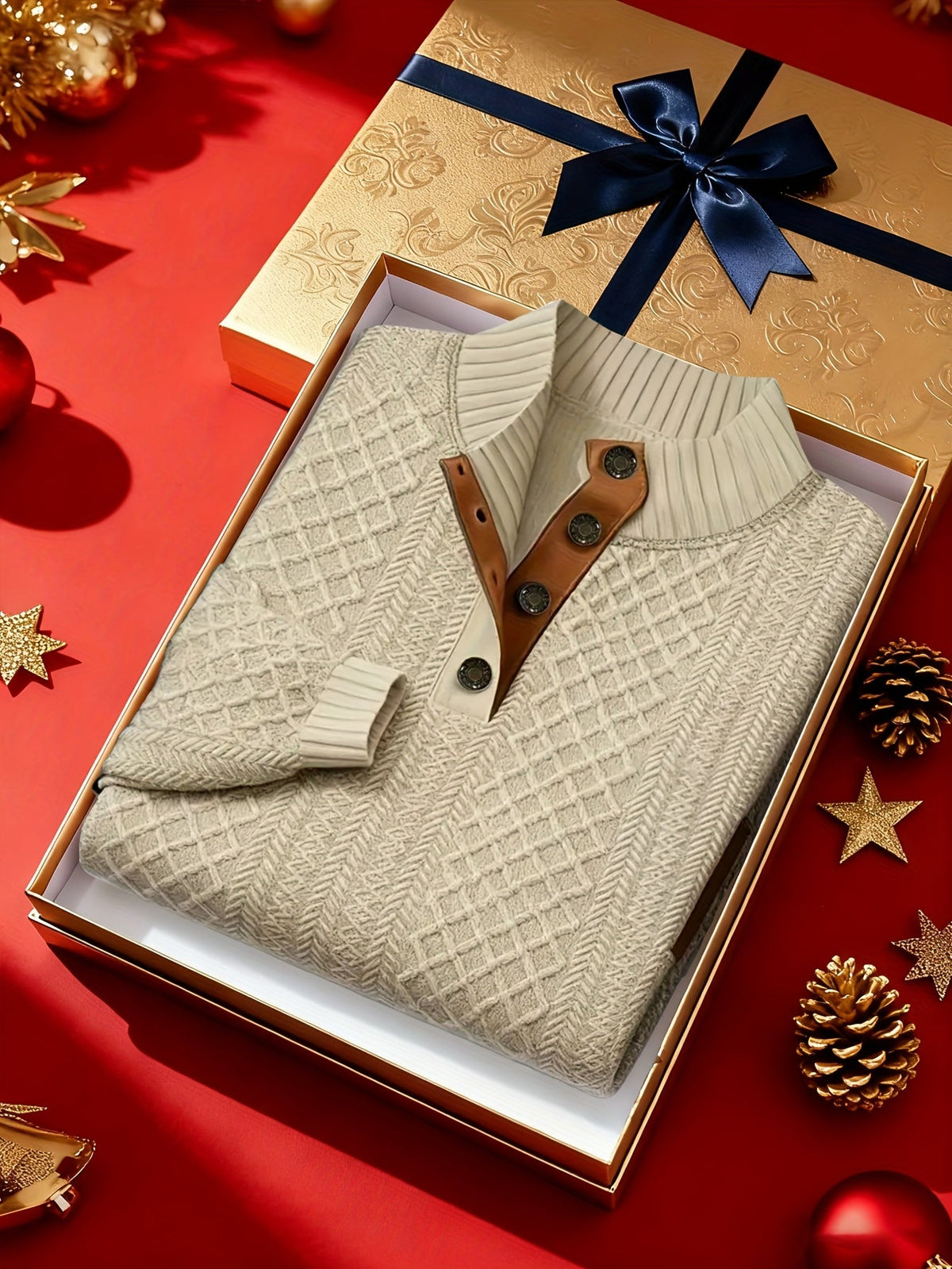 Strukturierter Pullover mit Stehkragen