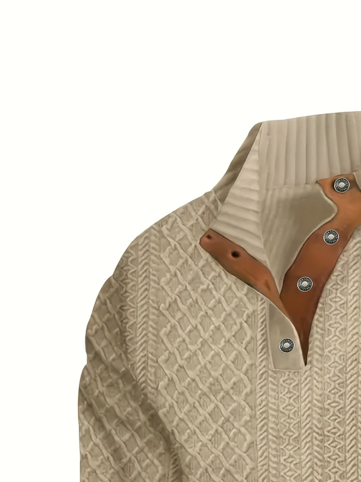 Pullover mit Stehkragen und Knopfleiste im Henley-Stil