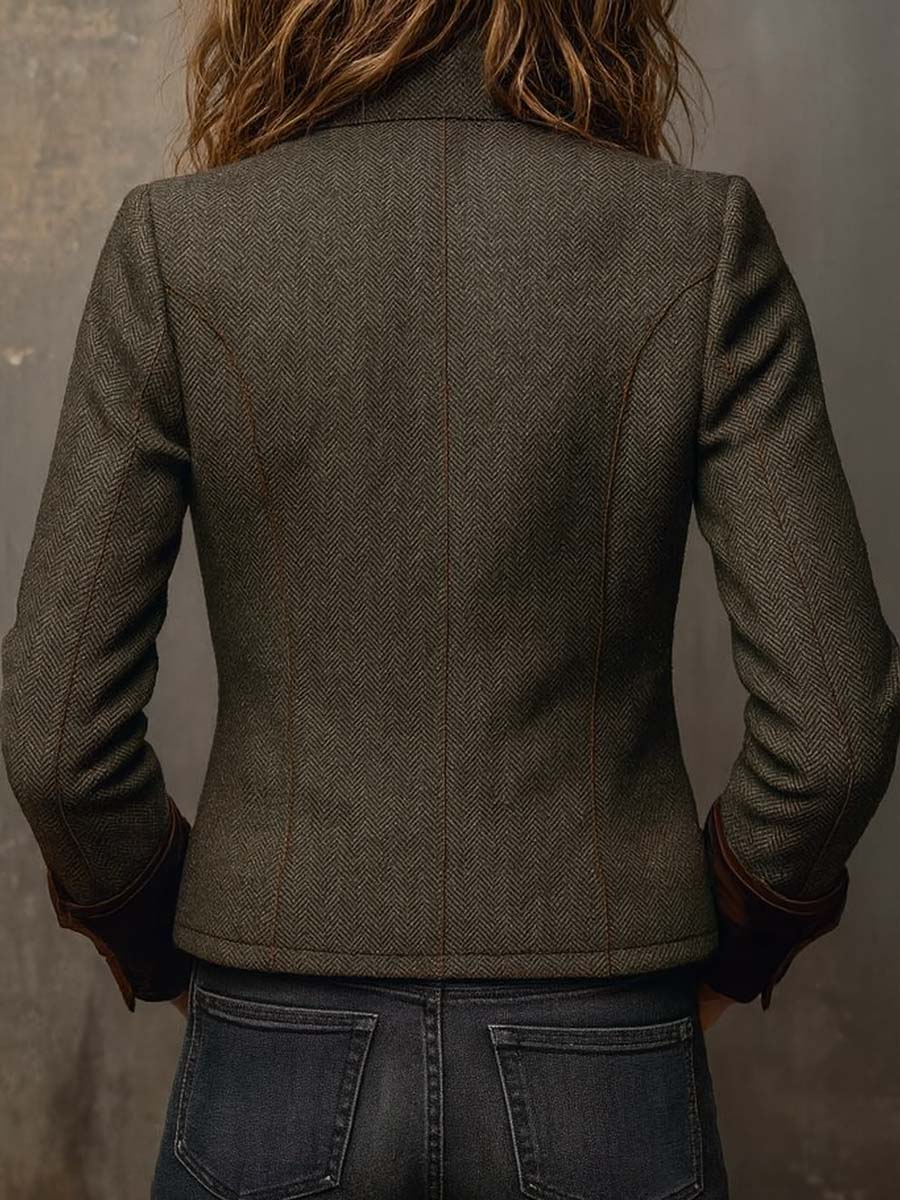 Blazer Vintage Chevrons mit kontrastierenden Paspeln
