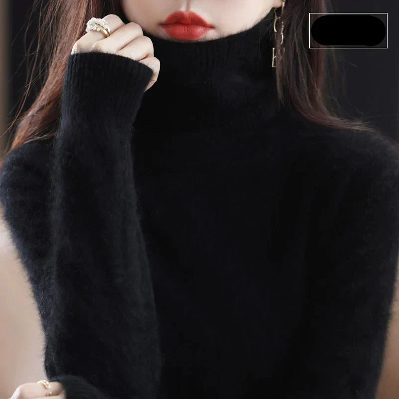 Hochgeschlossener Pullover aus 100% reinem Kaschmir für Herbst und Winter