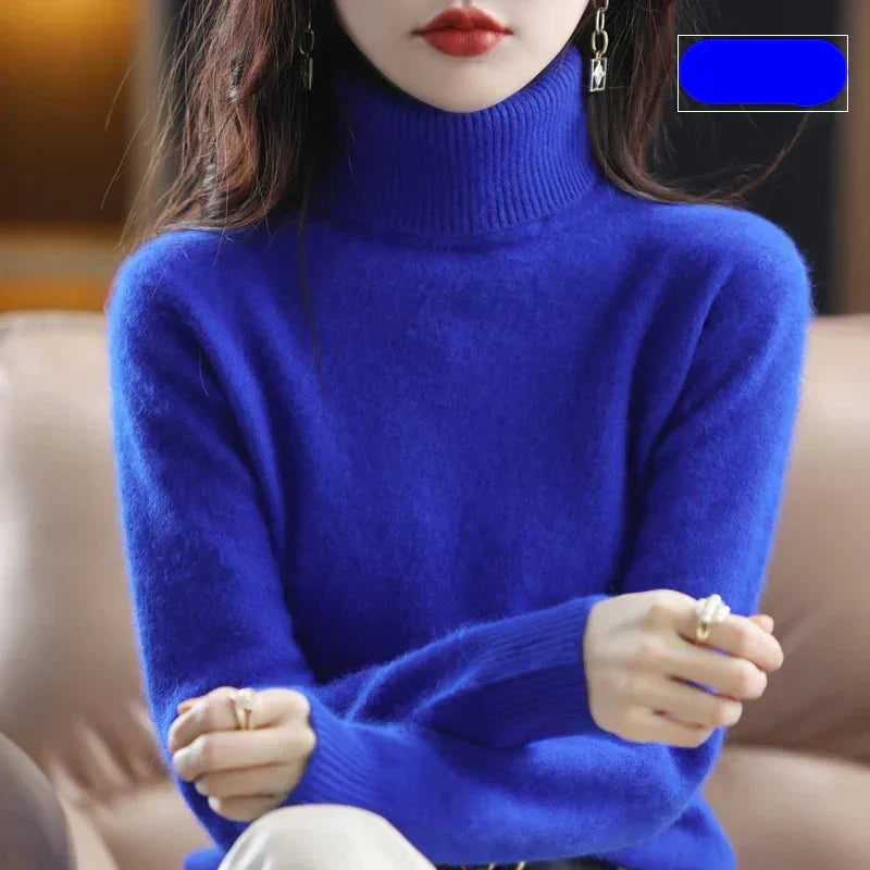 Hochgeschlossener Pullover aus 100% reinem Kaschmir für Herbst und Winter