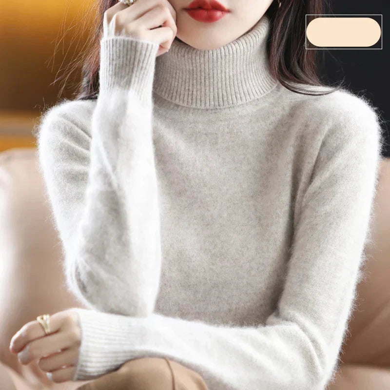 Hochgeschlossener Pullover aus 100% reinem Kaschmir für Herbst und Winter