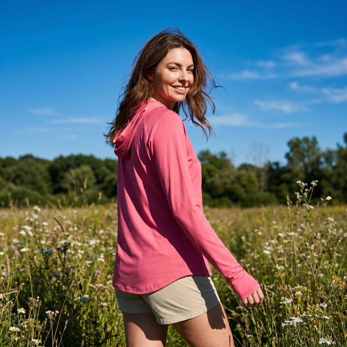 Damen-Sonnenschutz-Hoodie – UPF 50+ Leichtes Kapuzen-UV-Schutz-Oberteil