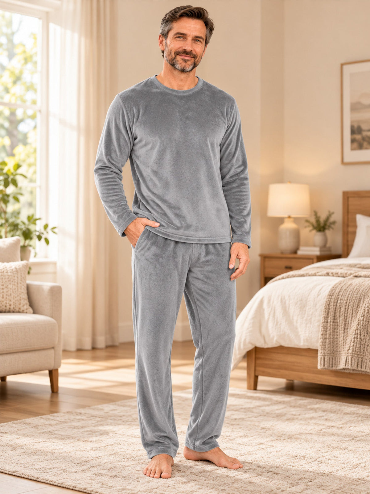 Herren Kuscheliges Thermo-Samt-Pyjama-Set