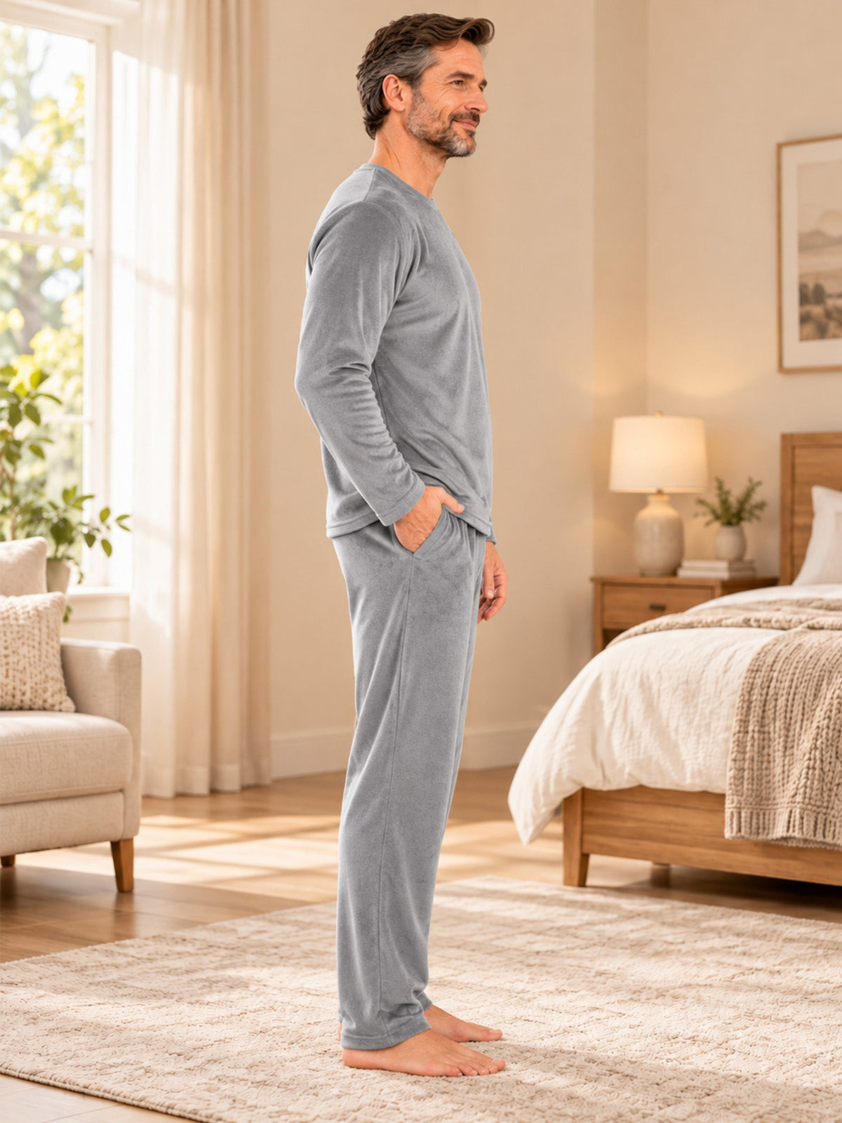 Herren Kuscheliges Thermo-Samt-Pyjama-Set