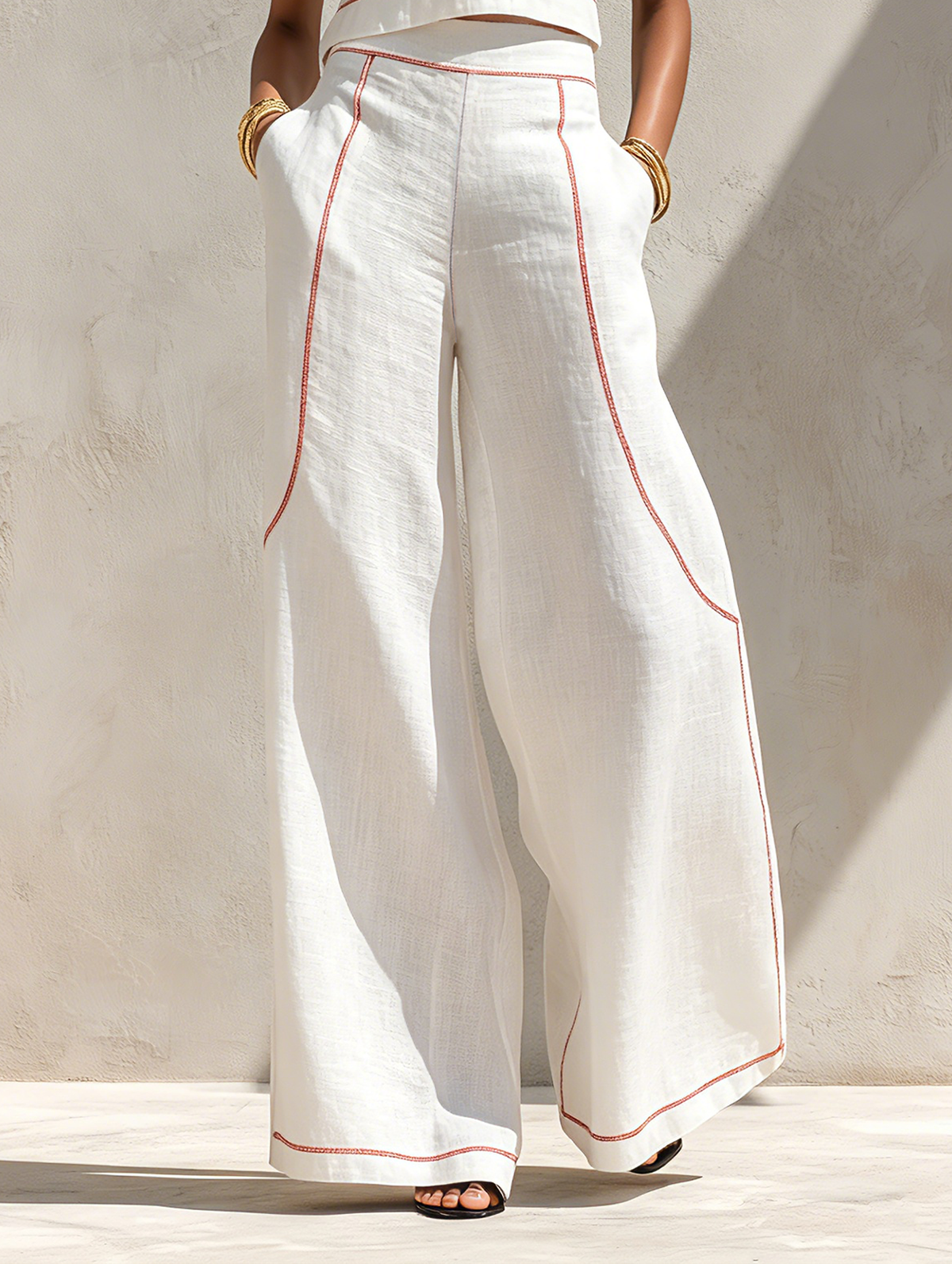 Elegantes Hosen-Set mit Kontrastnähten