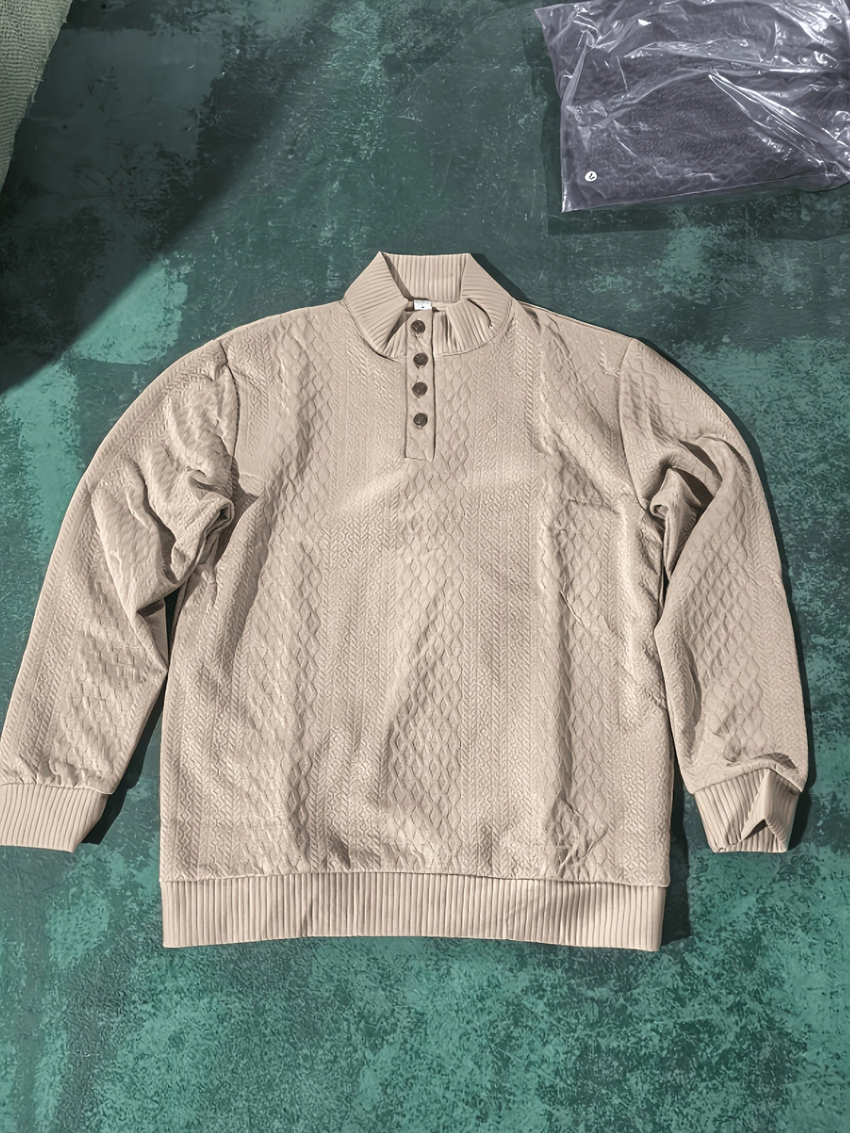 Pullover mit Stehkragen und Knopfleiste im Henley-Stil