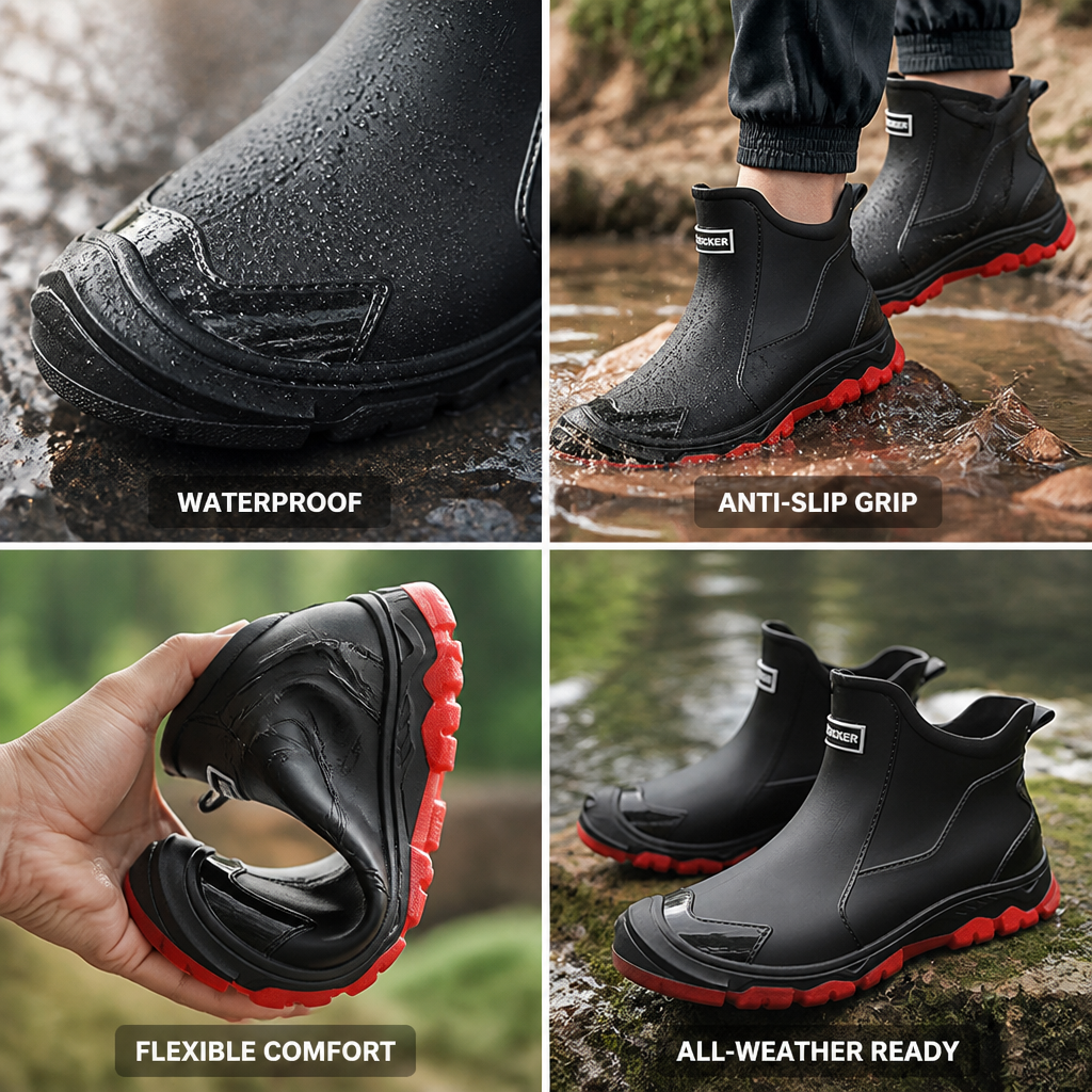Wasserdichte Knöchelregenstiefel mit Profilsohle