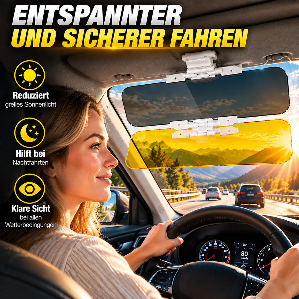 Universelle HD-Antiblend-Sonnenblende fürs Auto – Tag und Nacht