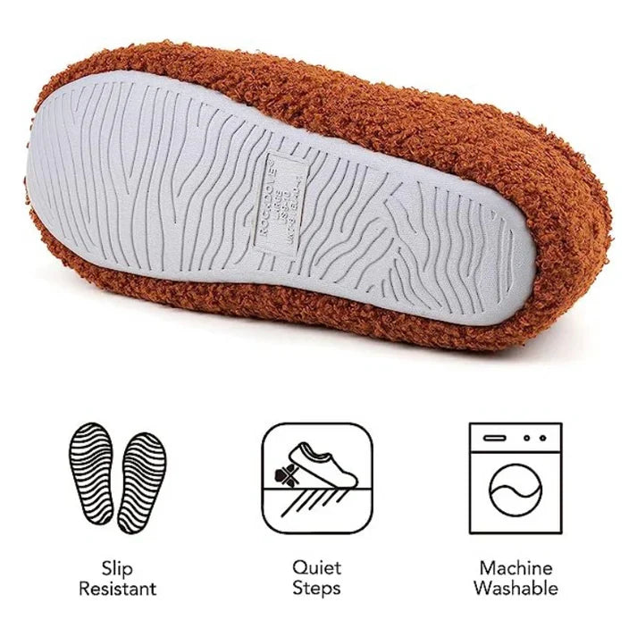 Sherpa-Fleece-Hausschuh mit Memory-Foam-Fußbett und Gummisohle, maschinenwaschbar