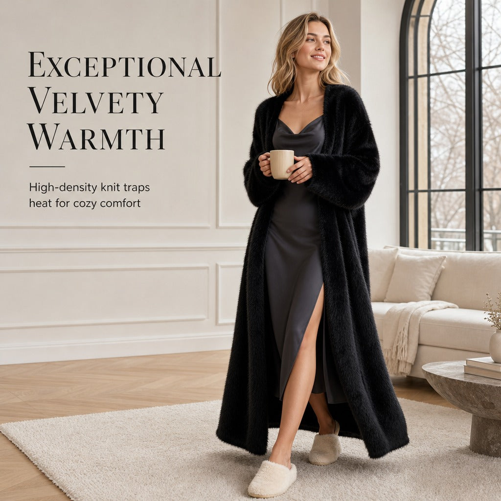 Damen Longline Kunstfell-Cardigan