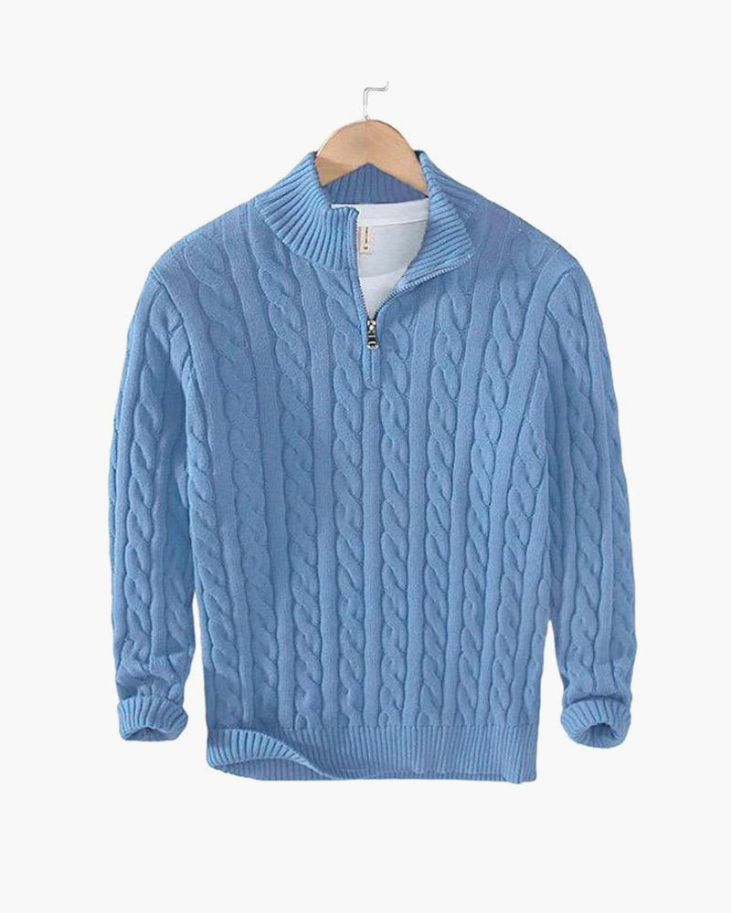 Zopfmuster-Pullover mit Reißverschluss