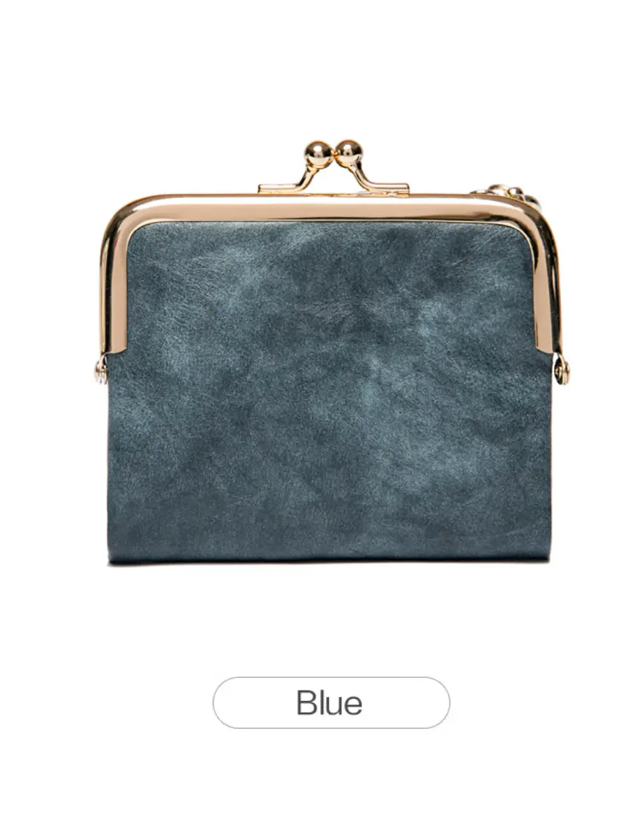 Kompakte Bifold-Geldbörse im Vintage-Stil mit Bügelverschluss-Münzfach