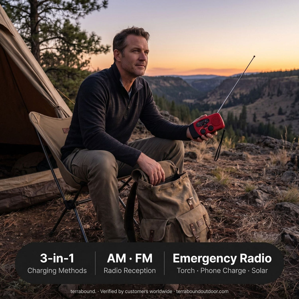 Notfall-Handkurbel-Radio - Solar- und USB-aufladbares Wetter-Radio mit Taschenlampe für Camping und Outdoor-Nutzung