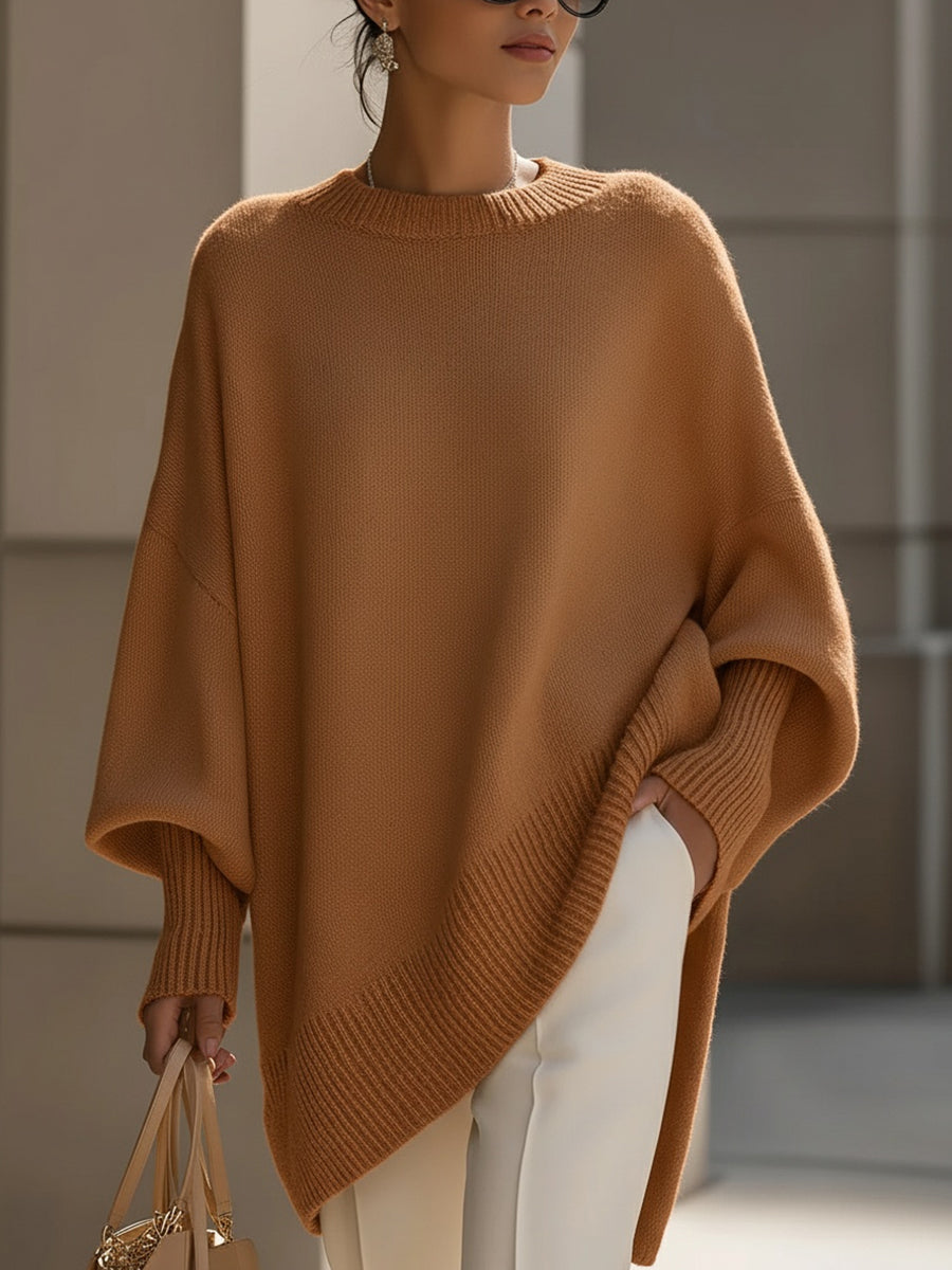Oversized Draped Wide-Neck Pullover