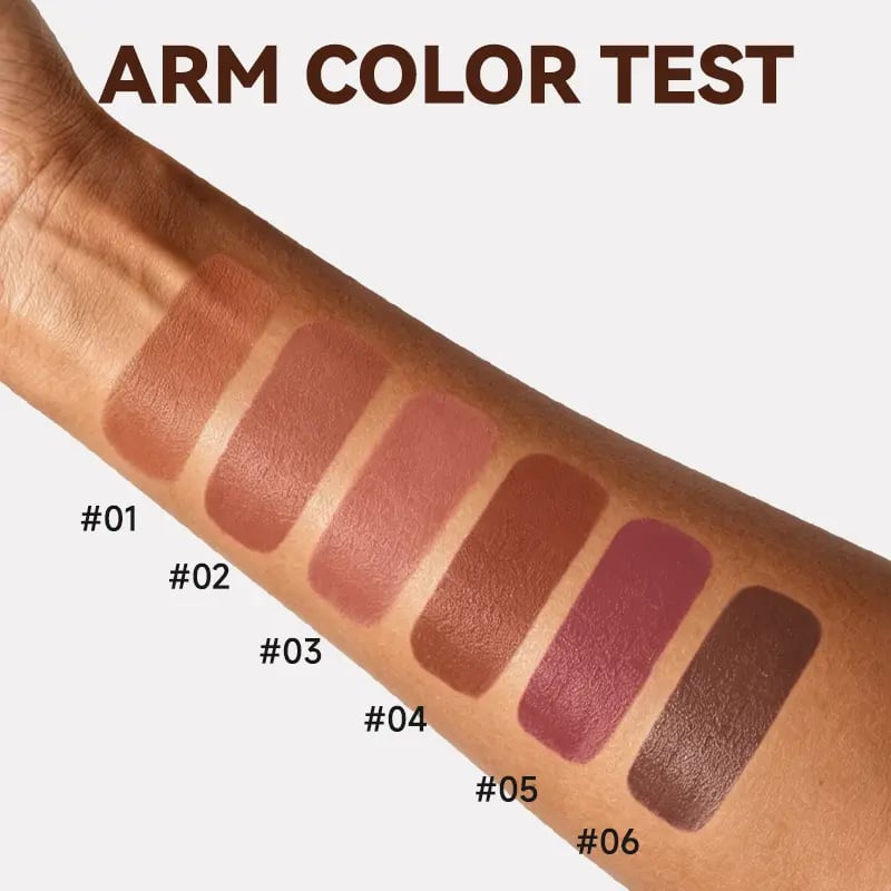6er-Set langanhaltender matter brauner Lippenstift