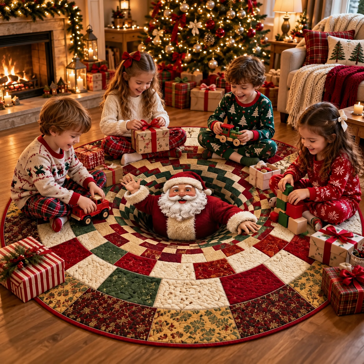 3D-Wirbelquilted Weihnachtsteppich