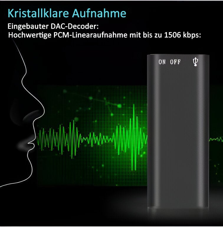 HD-Sprachaufnahmegerät – Kompakt, Hochwertiger Sound & Perfekt für Meetings, Vorlesungen und Interviews