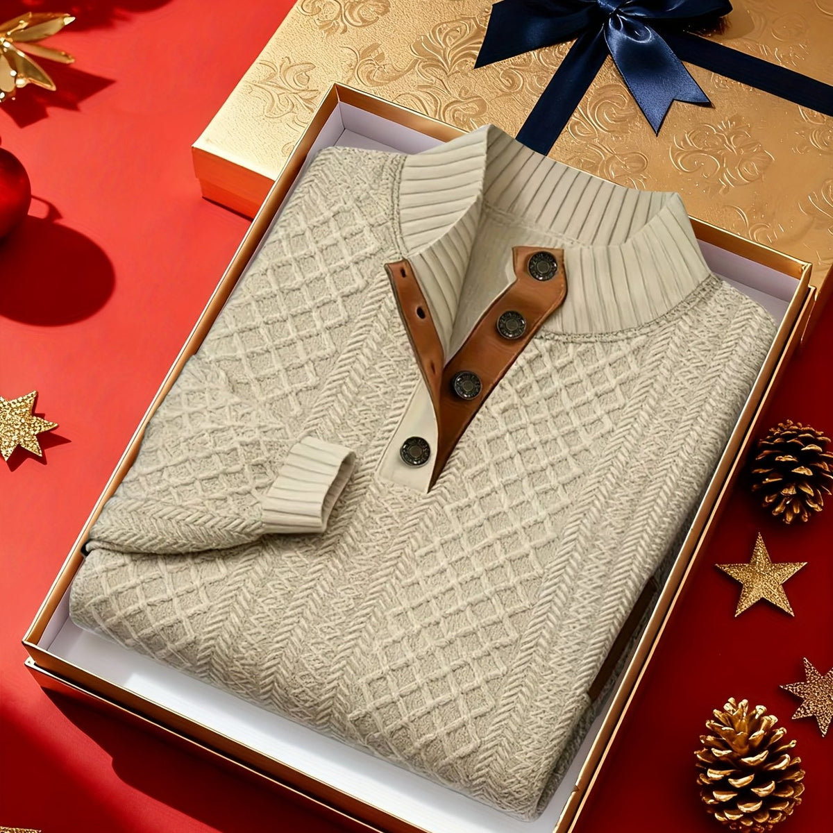 Strukturierter Pullover mit Stehkragen