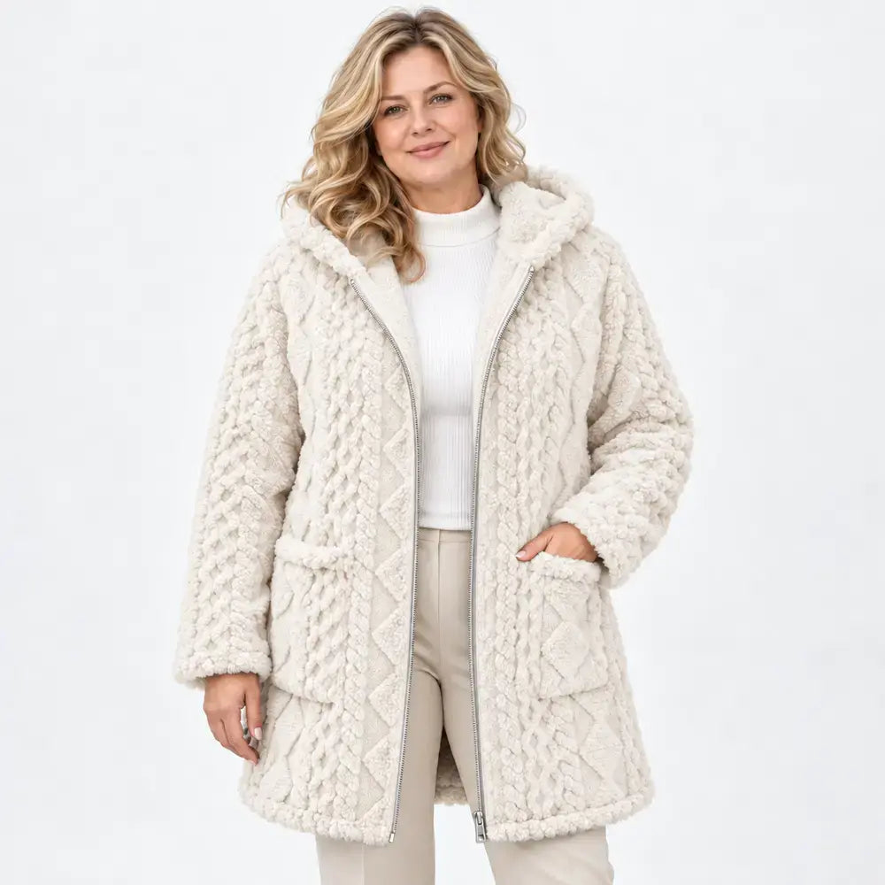 Beliebte Damen-Strickjacke mit Reißverschluss, glatt und flauschig, wendbar, lässiger Stil, ideal für Herbst und Winter
