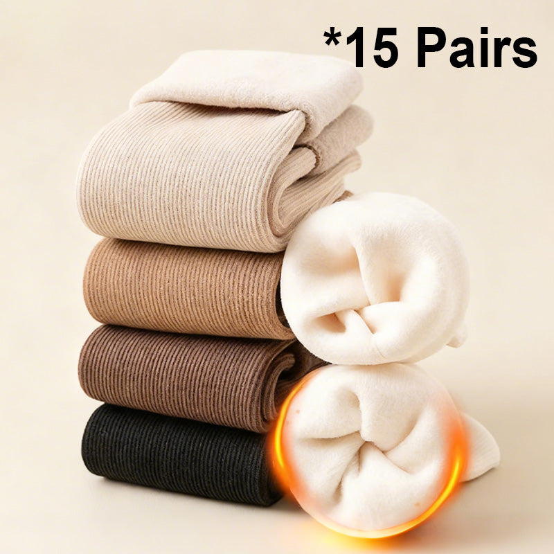 Dickere, warme einfarbige Socken für Damen, wadenlang