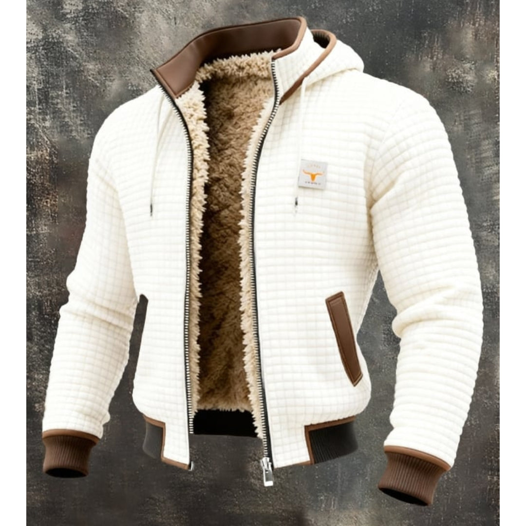 Herren Thermische Fleece Winterjacke – Gesteppte Kapuzen-Zip-Jacke mit Sherpa-Futter und windabweisender Oberfläche
