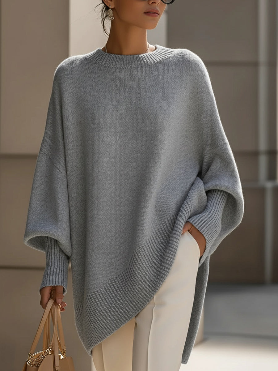 Oversized Draped Wide-Neck Pullover