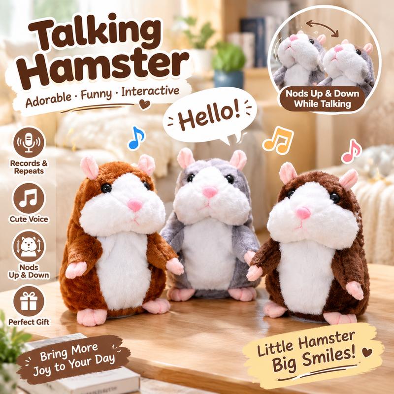 Sprechender Hamster-Plüsch, wiederholt Stimmen und schüttelt den Kopf