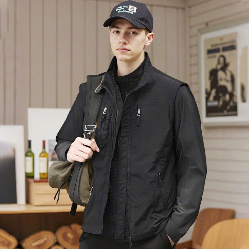 Ärmelloser Oversized Herren-Gilet mit Taschen