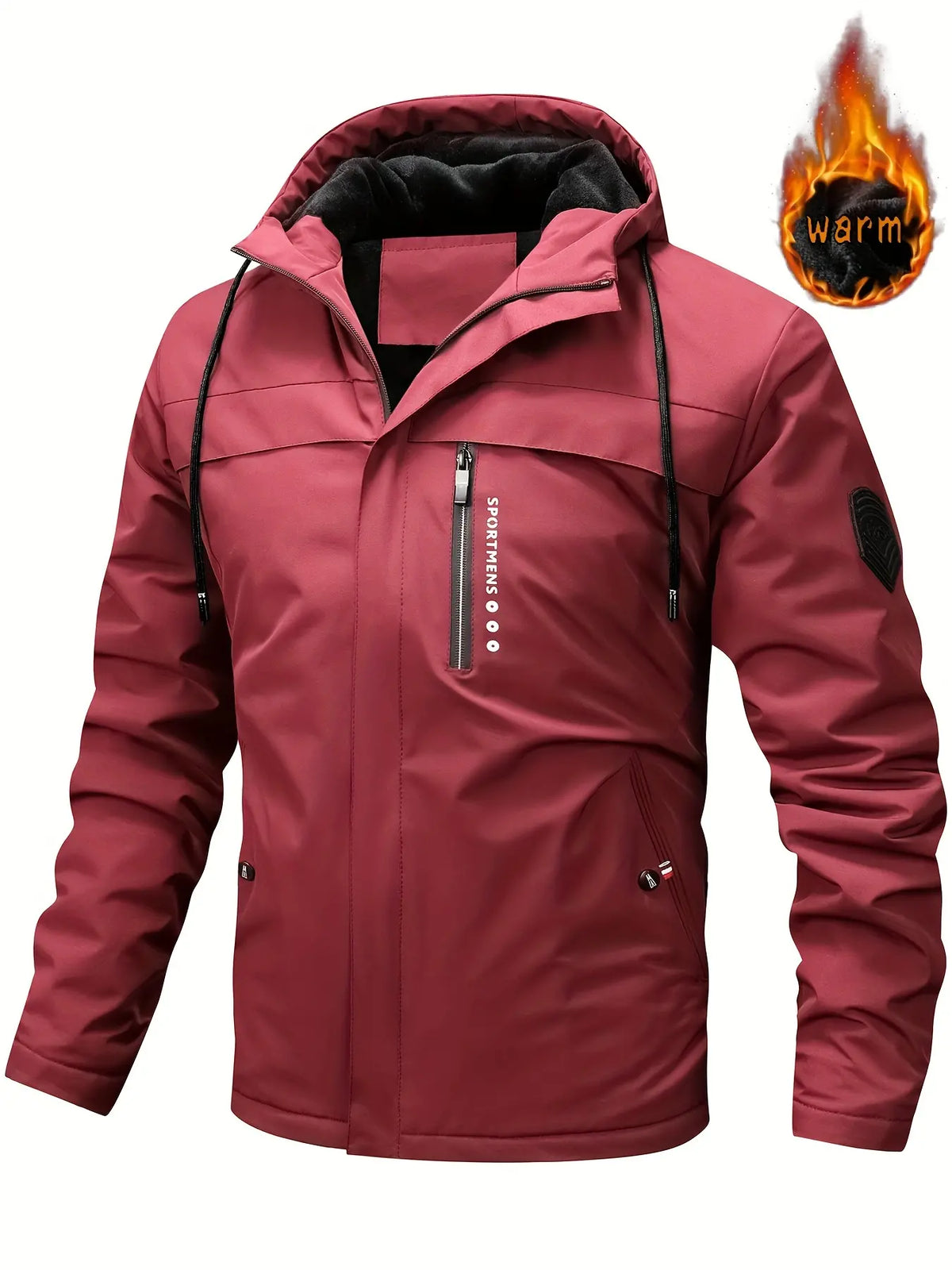 Herrenjacke mit Kapuze aus warmer Wolle Winterjacke für Outdoor-Aktivitäten Wasserdichte Jacke