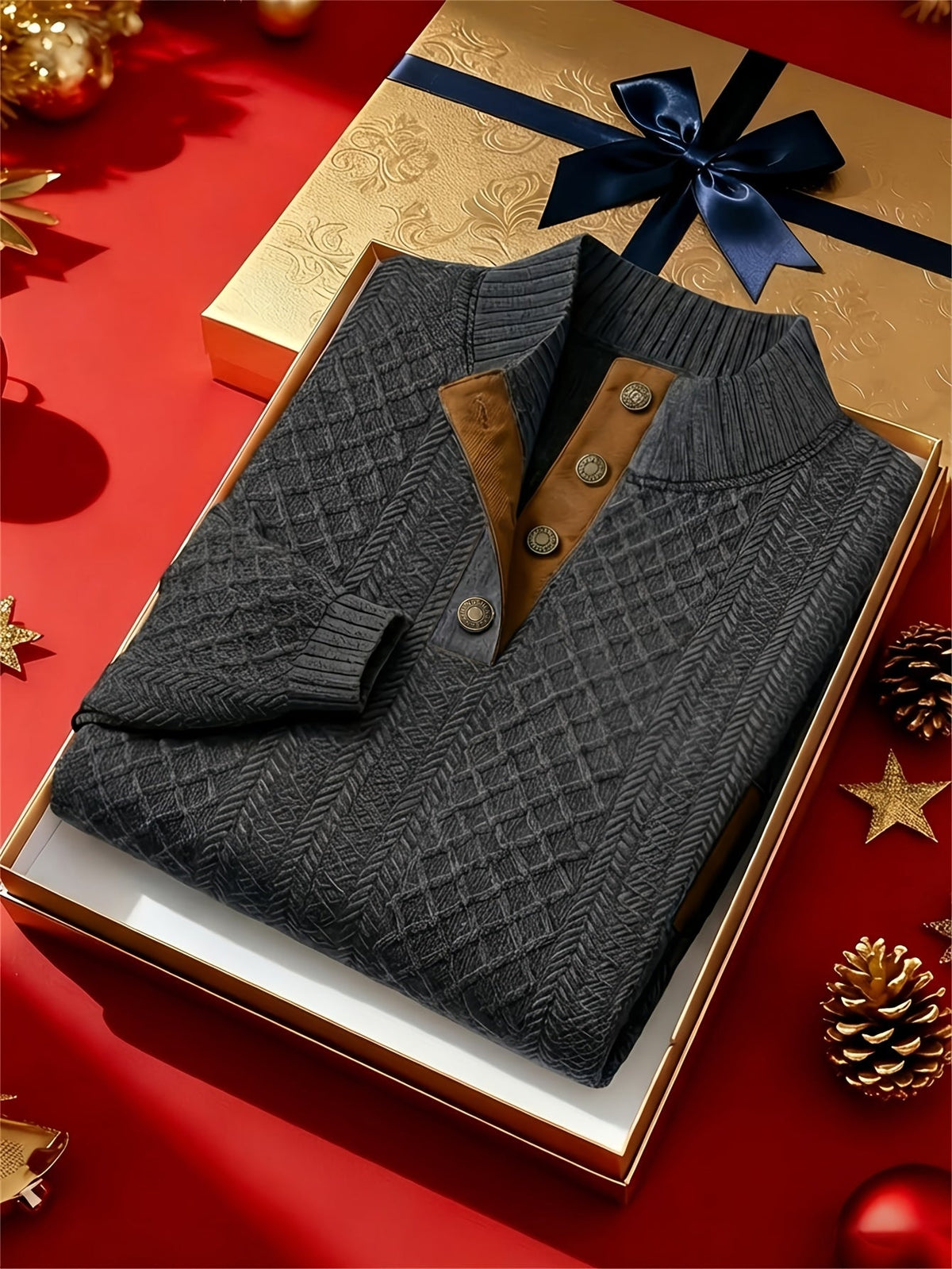 Strukturierter Pullover mit Stehkragen