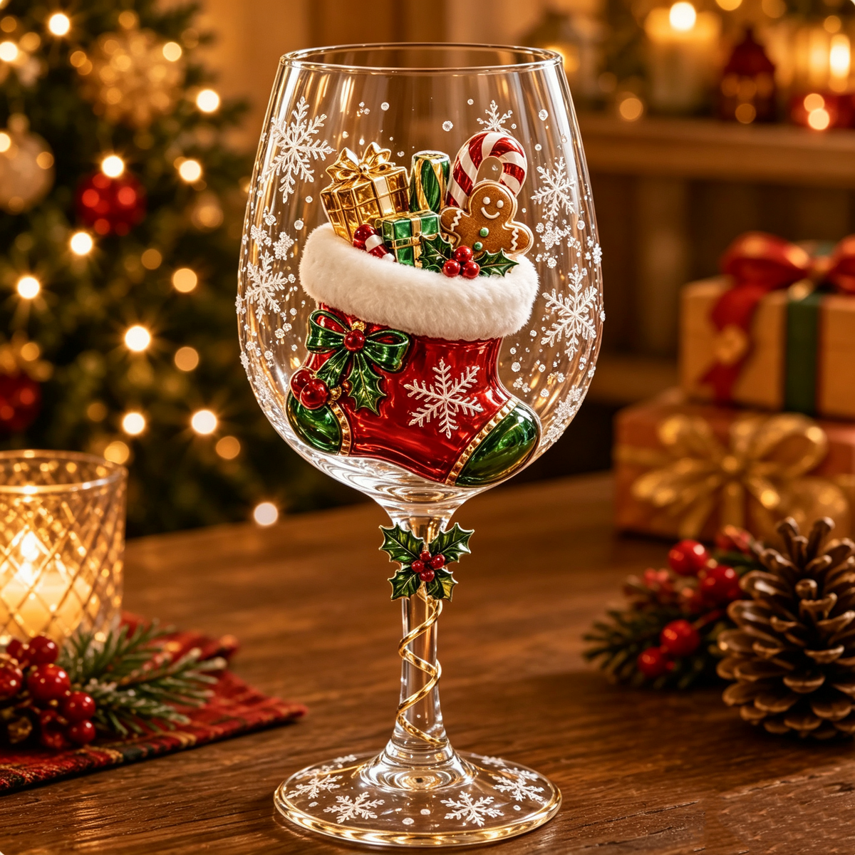 3D Weihnachts-Weingläser – Festliches Nippen mit weihnachtlichem Charme