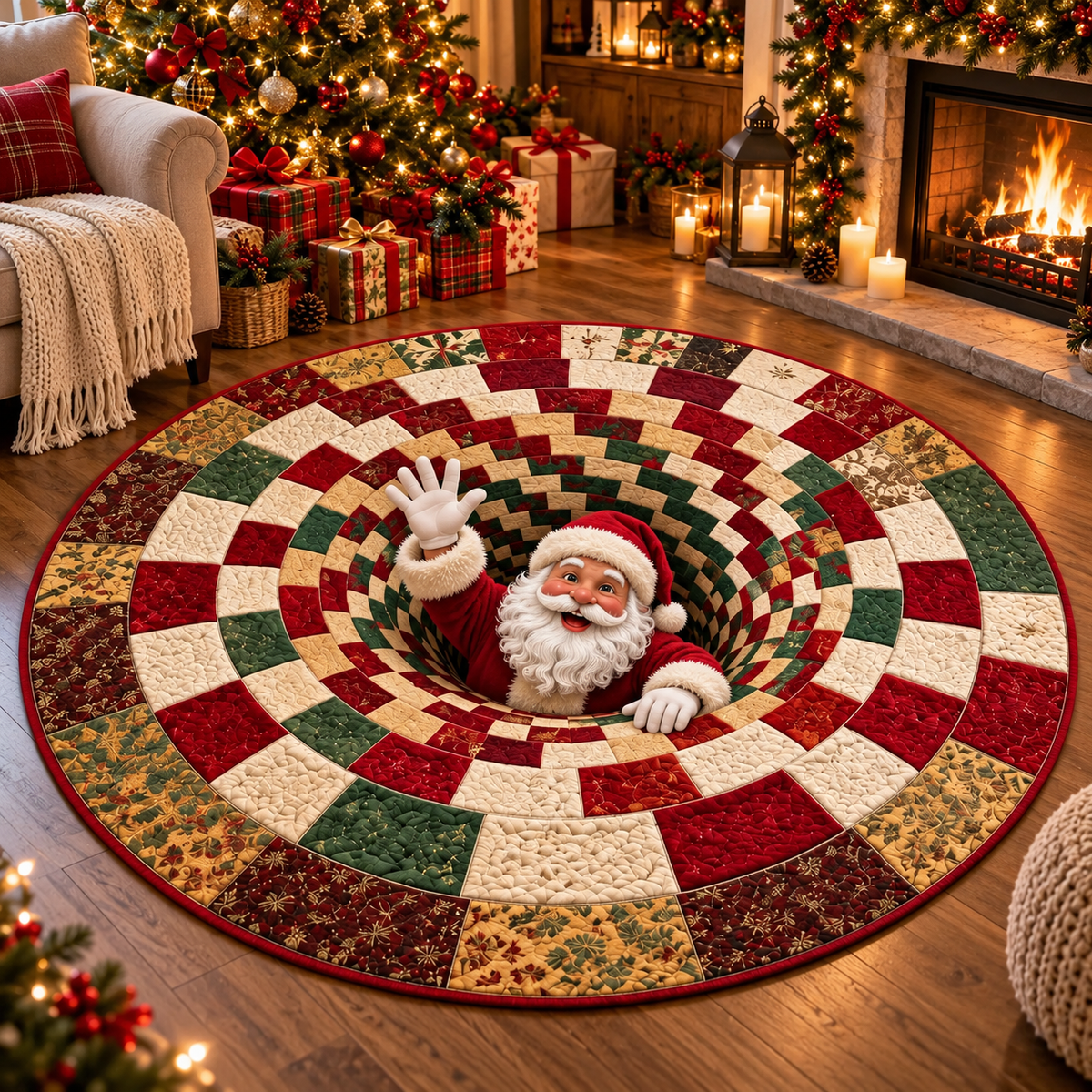 3D-Wirbelquilted Weihnachtsteppich